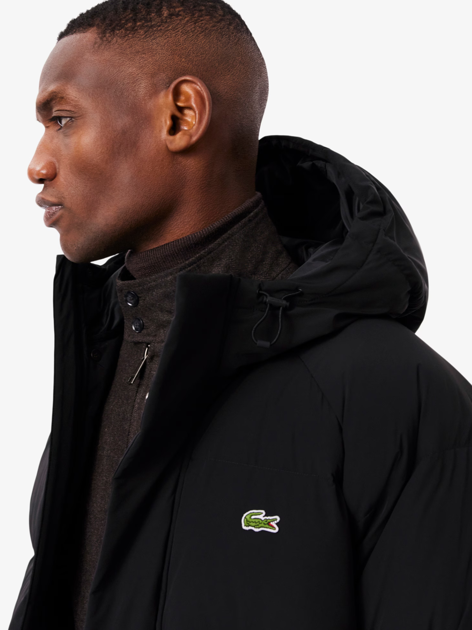 LACOSTE Long Water-Repellent Down Jacket Black