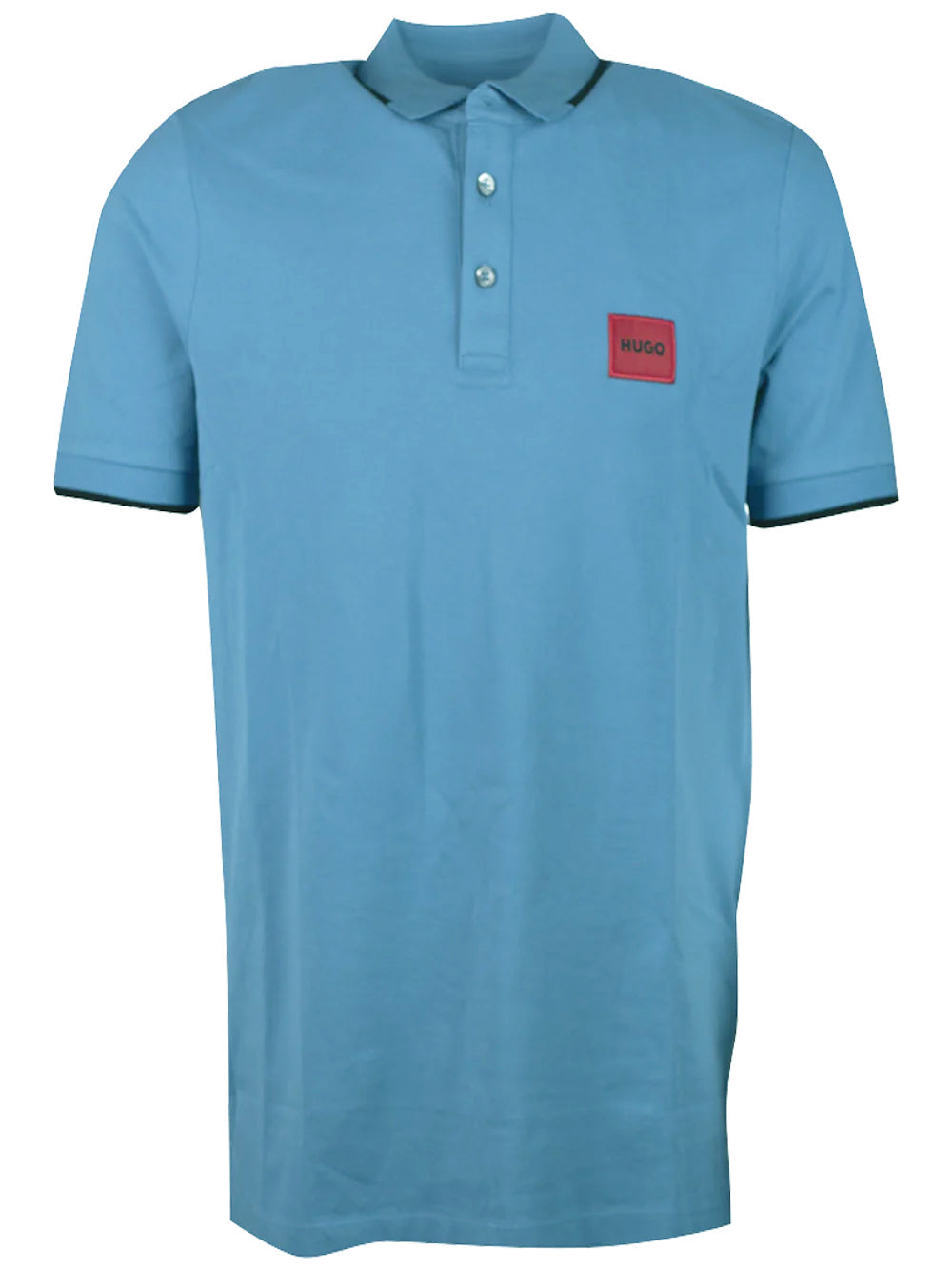 HUGO Logo-Patch Cotton Polo Shirt Medium Blue