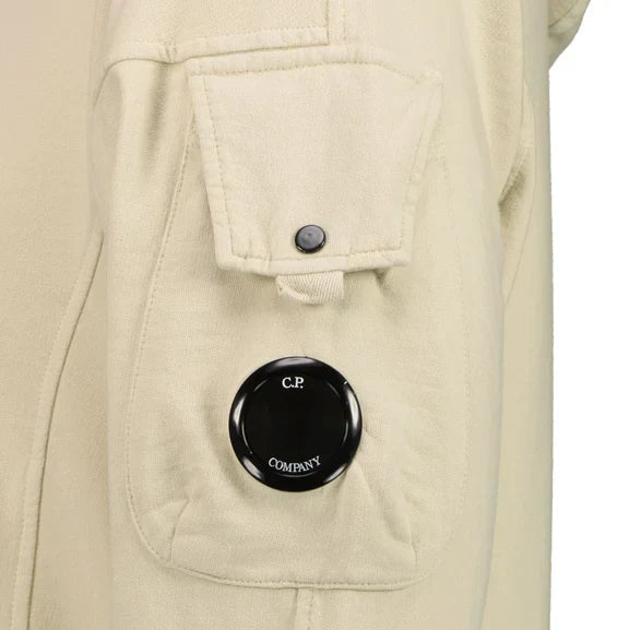 Cp Company Light Fleece Lens Overhead Hoodie in Sandshell