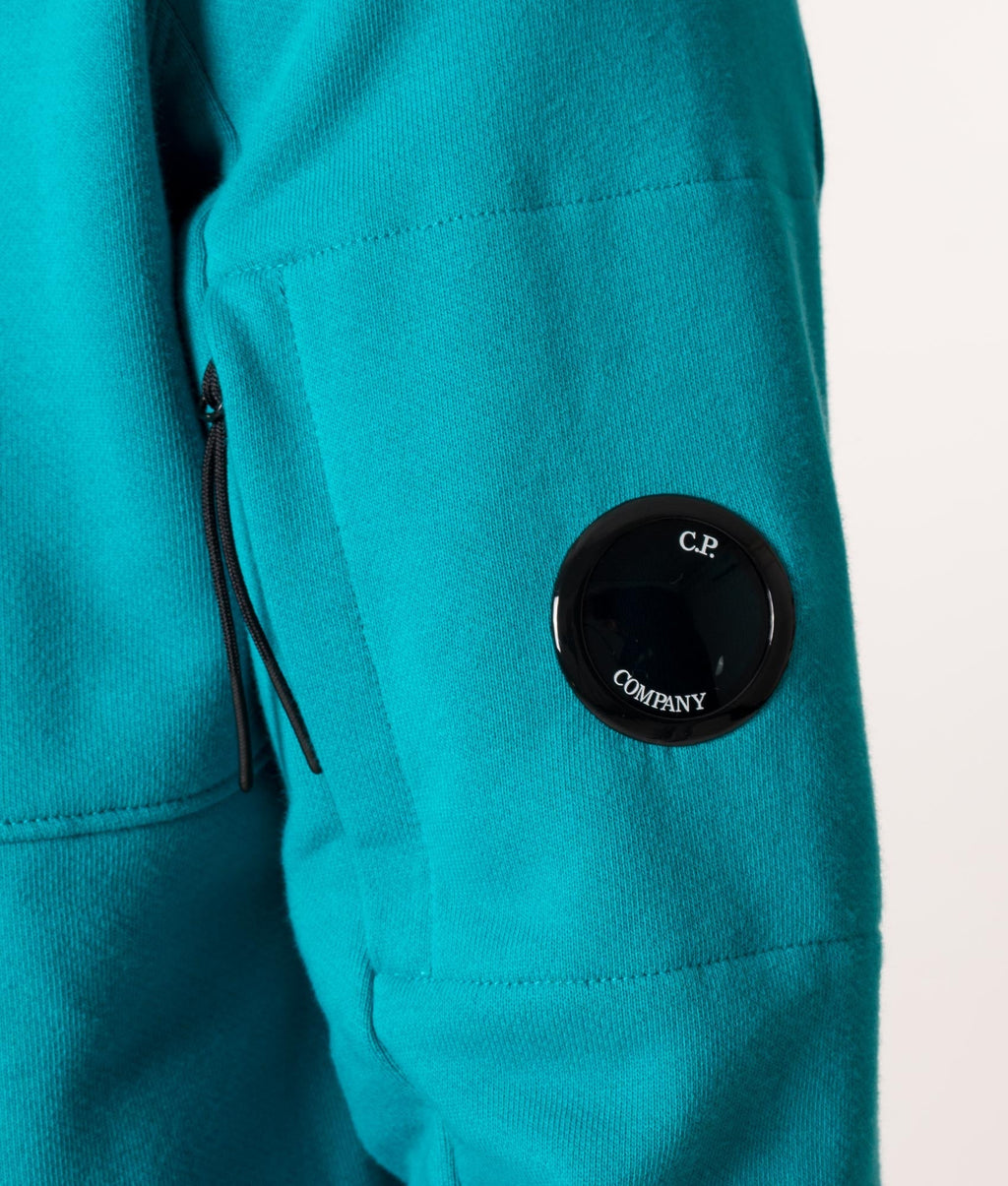 Cp Company Heavy Lens Overhead Hoodie In Tile Blue