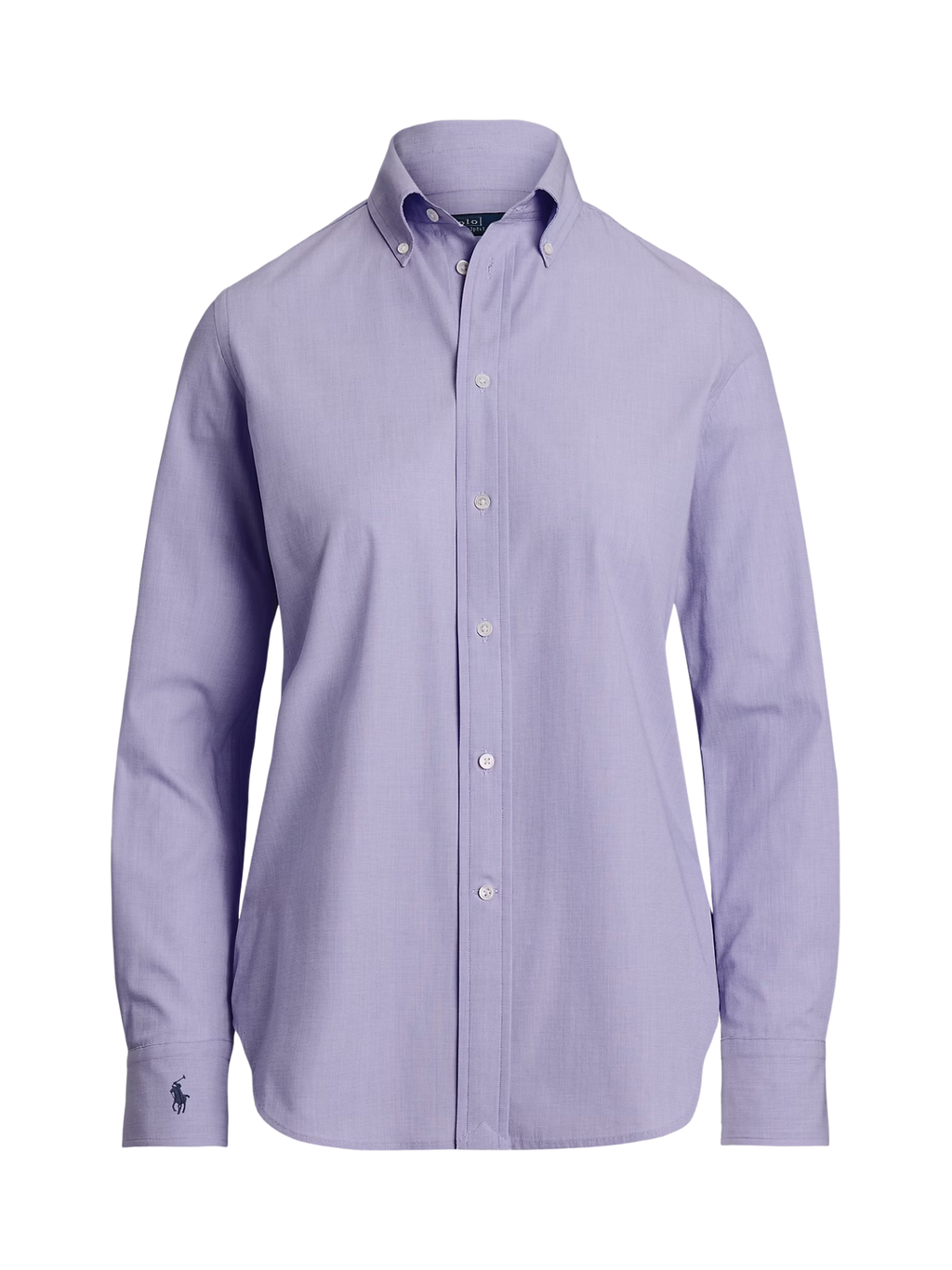 RALPH LAUREN WOMEN End-on-End Stretch Slim Fit Cotton Shirt Medium Purple
