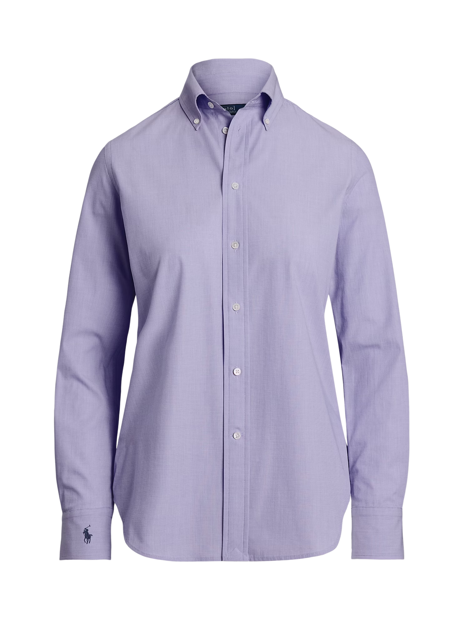 RALPH LAUREN WOMEN End-on-End Stretch Slim Fit Cotton Shirt Medium Purple