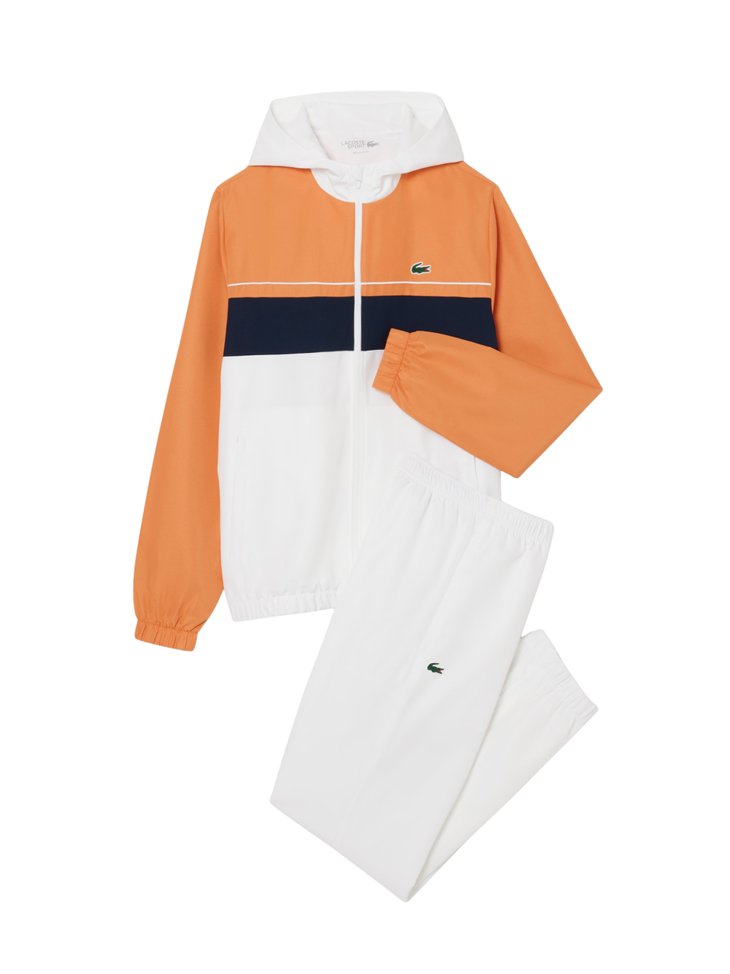 LACOSTE Diamond Taffeta Sport Tracksuit White/Orange
