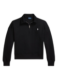 RALPH LAUREN WOMEN Knit Half Zip Sweatshirt Black