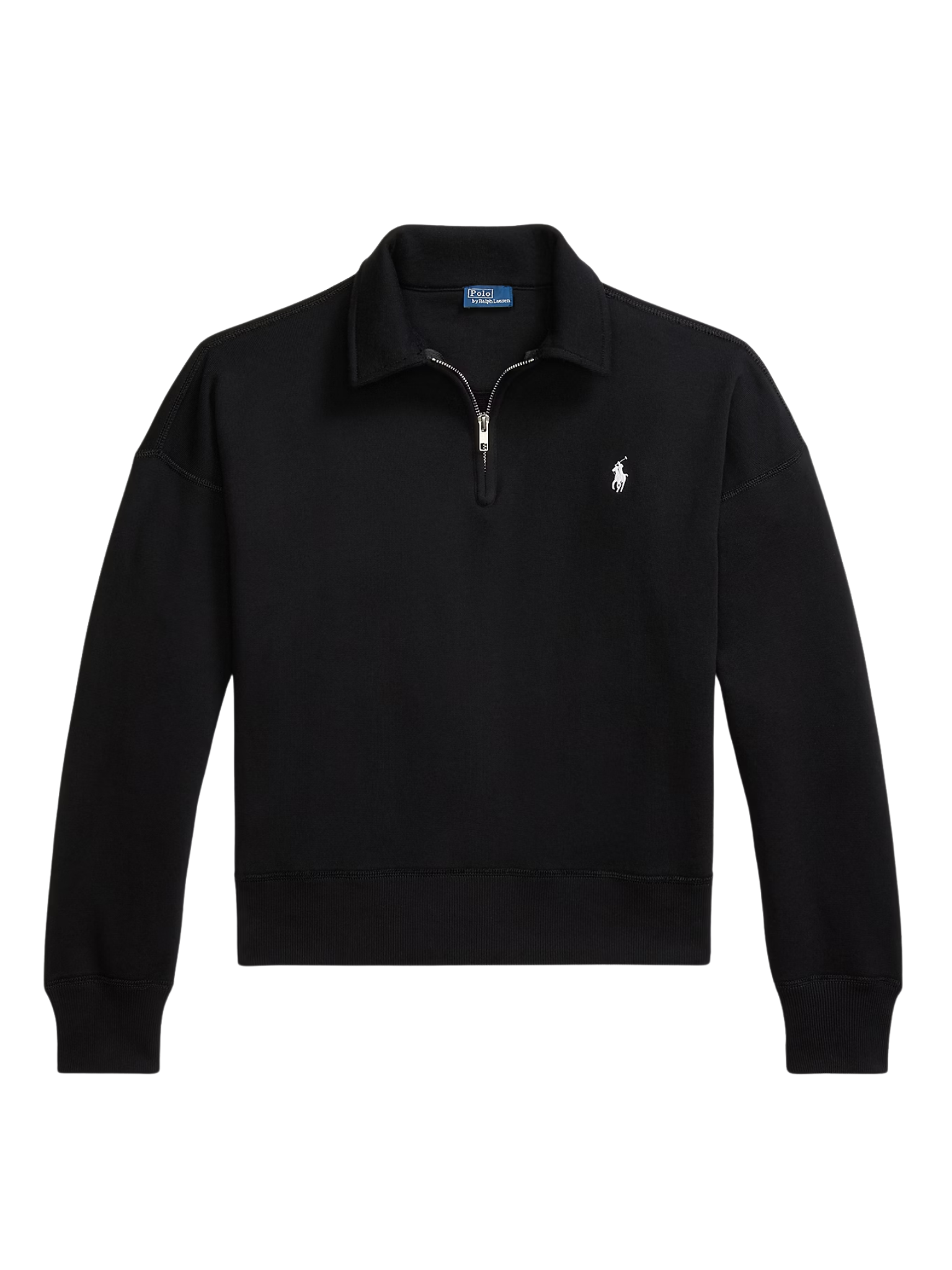 RALPH LAUREN WOMEN Knit Half Zip Sweatshirt Black