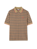 BURBERRY Check Cotton Blend Polo Shirt Sand Beige
