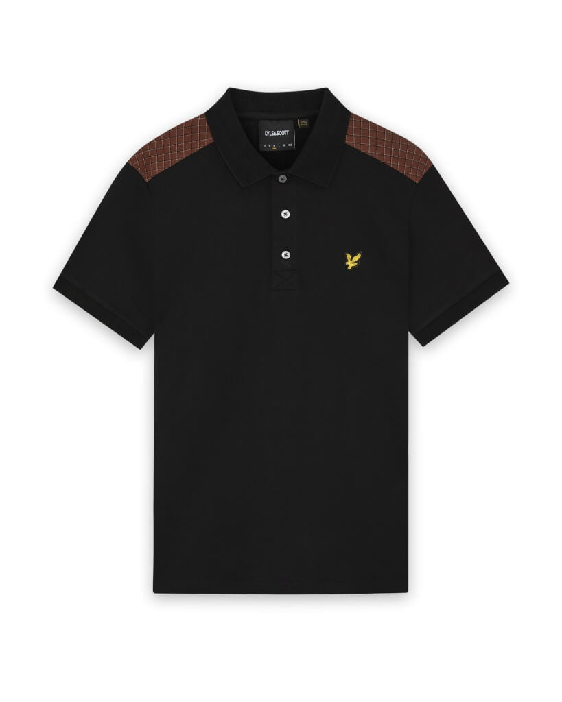 LYLE & SCOTT Check Panelled Polo Shirt Jet Black
