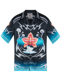 CASABLANCA Blades Short Sleeve Silk Satin Shirt Black/Multicolour