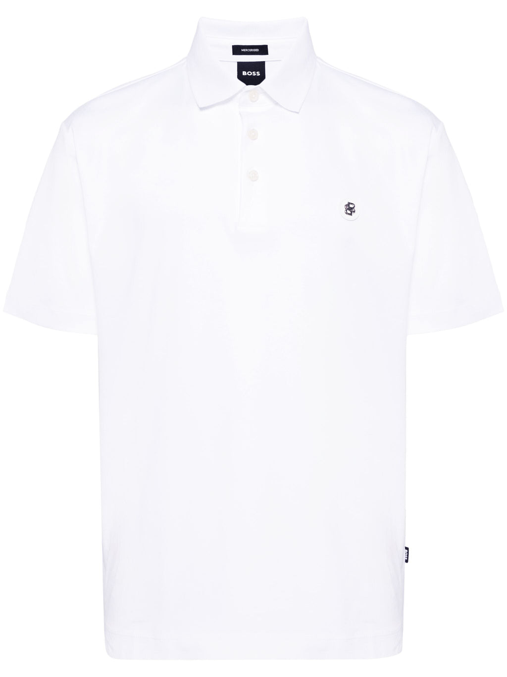 BOSS Logo Patch Cotton Polo Shirt White