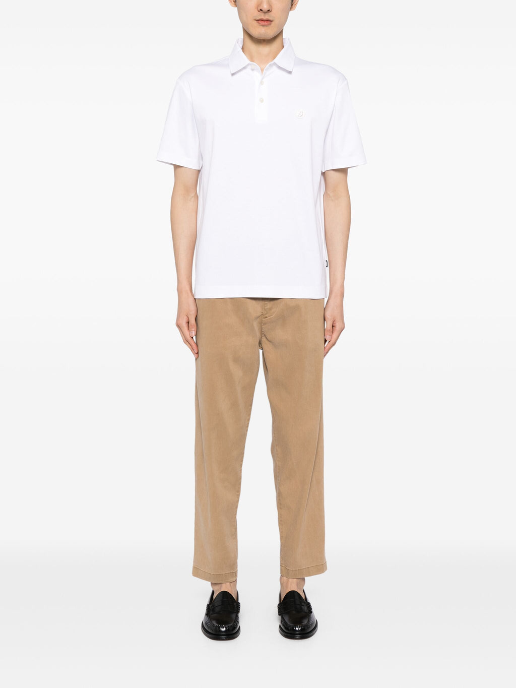 BOSS Logo Patch Cotton Polo Shirt White
