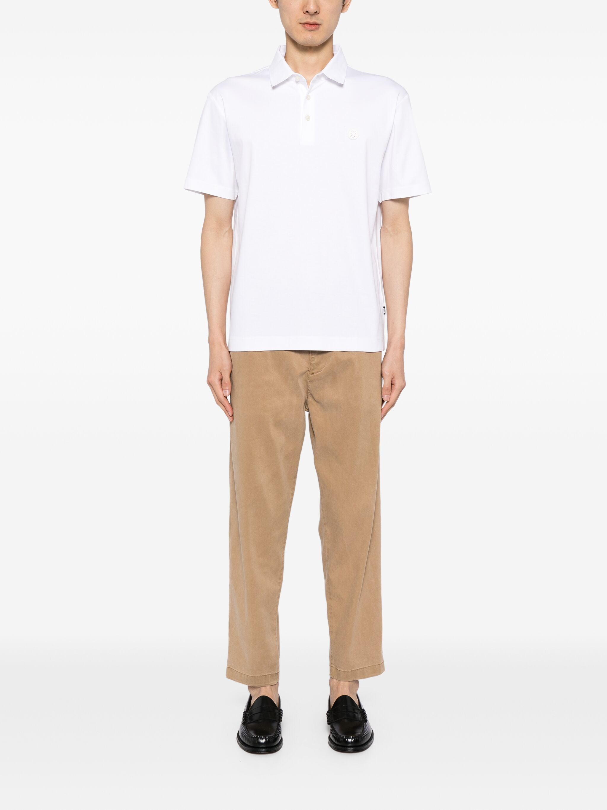 BOSS Logo Patch Cotton Polo Shirt White
