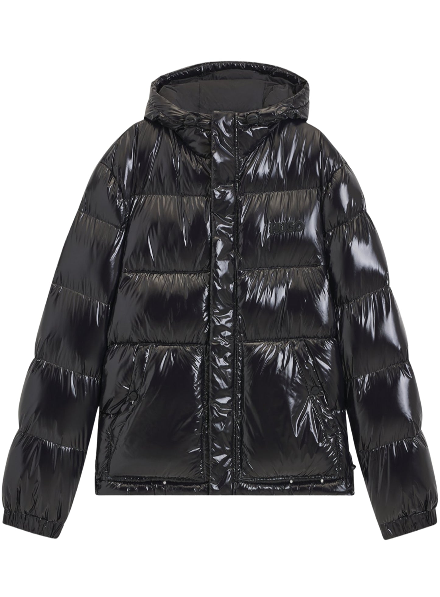 HUGO Baro2541 Water-Repellent Puffer Jacket In Gloss Fabric Black