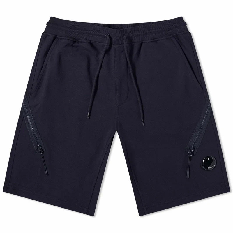 Cp Company Loose Fit Diagonal Raised Fleece Lens Shorts in Navy