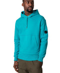 Cp Company Heavy Lens Overhead Hoodie In Tile Blue